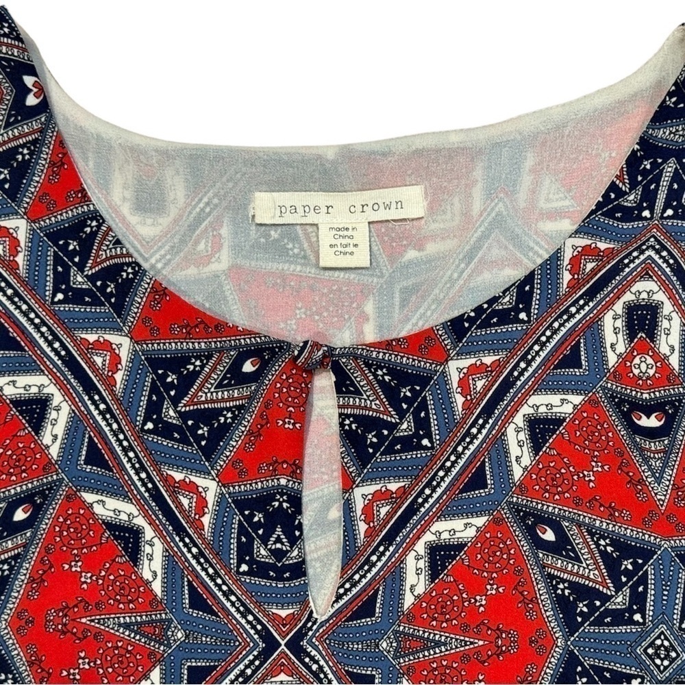 Anthropologie Paper Crown Handkerchief Print Dress Small Boho Long Sleeve Dress - Picture 4 of 8